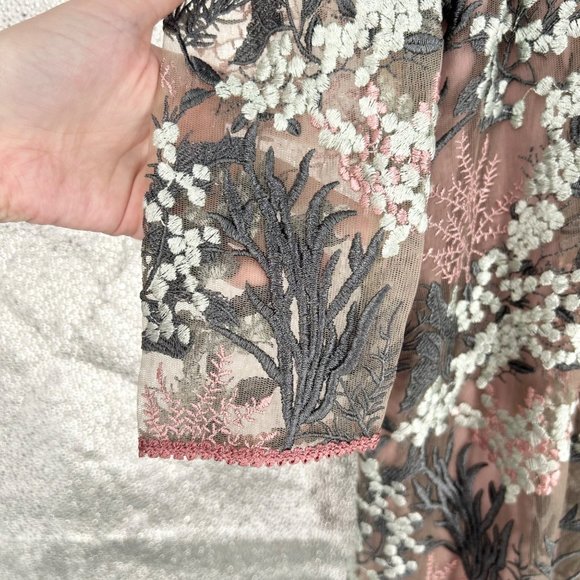 Alexis Jeslyn Embroidered Illusion Long Sleeve Maxi Gown in Marine Embroidery - Picture 9 of 12